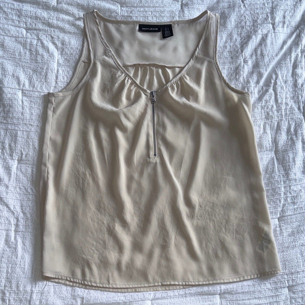 DKNY Cream Tank Top with Zipper